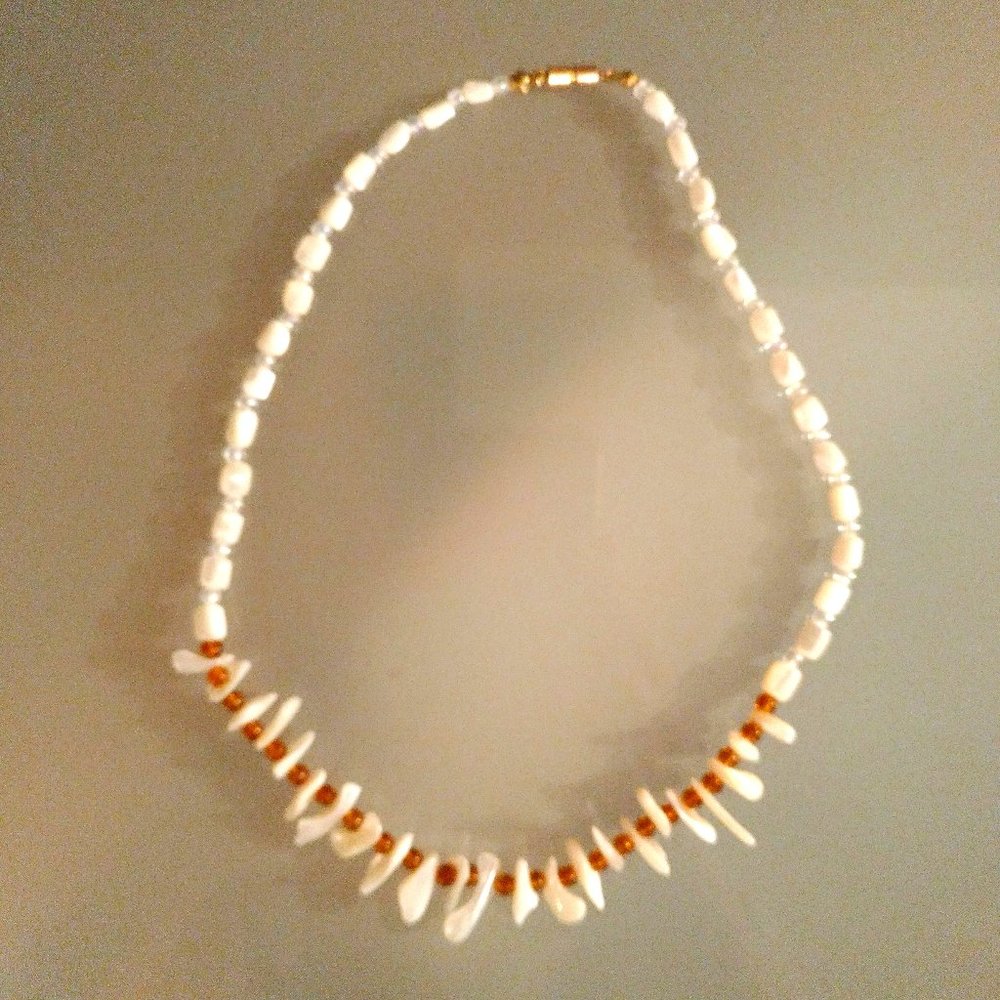 Beach Themed Shell Beaded Necklace - White